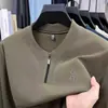 Nova coleção Primavera/Outono 2026: moletom masculino com zíper parcial e estampa de letras, blusa de manga longa básica com gola redonda, confortável e de corte solto
