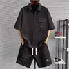 Conjunto de Verão Manga Curta Plus Size para Homens, Camisa Polo Casual Solta Estilosa Novo Estilo Chinês, Shorts Versátil da Moda 150kg