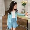 Crema Suave y Ceroso Ropa Infantil Cárdigan Tejido para Niñas Estilo Nuevo Verano 2025 Niños Camisa Fina de Protección Solar para Bebé