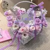 Nuevo Producto para el Festival Qixi Cesta de Flores de Mano en Forma de Corazón Tejida a Mano Creativa con Forma Irregular Cesta de Regalo Floral Cesta de Frutas
