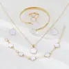 Bestseller transfronterizo: Set de joyería simple de trébol para mujer con collar de flor de la suerte con goteo de aceite, pulsera versátil y aretes