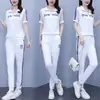 Traje Deportivo de Moda para Mujer, Manga Corta, Verano, Estilo Coreano, Talla Grande, Holgado, Adelgazante, Versátil, Elegante, Cuello Alto, Conjunto Casual de Dos Piezas