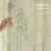 Cortina de malha antiga estilo chinês para decoração de sala de chá, sala de estar e escritório, textura de linho translúcida com estampa tradicional de folhas de bambu