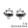 15x 15.4x 5.4mm 2.7g plata antigua DIY accesorios de joyería retro cabeza de gato de la suerte conector