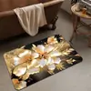 Alfombra de Baño Floral 3D de Lujo Ligero con Toque de Alta Gama, Felpudo Decorativo para el Hogar Antideslizante, Alfombrilla Absorbente para Pies de Baño