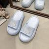Pantuflas Gruesas con Aumento de Altura de 6 cm Tipo Slip-on Estilo Coreano Color Simple Diamante Gato de Dibujos Animados Dulces Combinan con Todo Pantuflas Suaves
