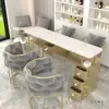 Juego de Mesa y Silla para Manicura Individual, Doble y de Tres Personas Mesa de Manicura de Mármol Popular en Internet Juego Completo Mesa de Manicura Mesa y Sillas para Salón de Manicura