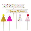 Feliz Cumpleaños Banner Colorido Decoración de Pastel de Cumpleaños para Niños Enchufe Estilo Coreano Estilo Ins Enchufe de Cumpleaños