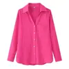 Para Comercio Exterior Europeo y Americano Transfronterizo Ropa de Mujer Aliexpress Más Vendido Verano Multicolor Holgada Versátil Algodón y Lino Camisa de Manga Larga