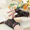 Luvas de Renda Luvas de Noiva Verão Femininas Para Dirigir Proteção Solar Meio Dedo Cobertura de Cicatriz Curta Luvas para Dança de Performance