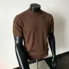 Suéter masculino de gola alta curta e manga curta, um moderno gola média, de caimento solto, versátil e de alta qualidade, para o verão