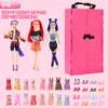 Direto do Fabricante Guarda-Roupa de Vestir Rosa da Barbie para Crianças Vestido de Casamento Casa de Bonecas Brinquedo Conjunto de Presente de Aniversário