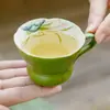 Taza de té pequeña de mandarina verde y orquídea verde del fabricante, taza especial de maestro, juego de té personal, taza de té de cerámica pintada a mano