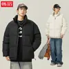 Jaqueta de Algodão Estilo Americano Retrô com Gola Alta Personalizada/Customizada para Homens, Casaco de Algodão Espesso e Quente de Inverno para Casais