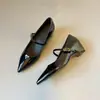 Sapatos de salto únicos vermelhos com 5 cm de altura interna, couro envernizado, bico fino, estilo Mary Jane de tira única, nova coleção de primavera para mulheres, design elegante e versátil de bico fino