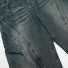 Ropa para Hombre Jiayiku 2025 Nuevo Estilo High Street Americano Ro Jeans Lavados Pesados Pantalones Funcionales Anchos Sueltos