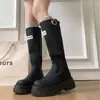 Botas Largas Rojas Mujer 2026 Otoño Invierno Nuevo Estilo Antideslizantes Adelgazantes Suela Gruesa Botas Largas Personas Bajas Viaje Botas de Caballero
