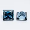 Pedra Solta de Moissanita Azul Corte Princesa, Formato Quadrado, Facetado em Ângulo Reto, Diamante de Moissanita Cor Natural, Pedra de Silício de Carbono Sintética Atacado