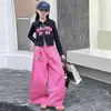 Conjunto Nuevo Estilo Primavera Niñas 2026 Nuevo Estilo Coreano para Niña Grande Cardigan con Cremallera Estampado Pantalones Anchos Casuales Conjunto de Dos Piezas Primavera y Otoño