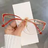 Nuevos Armazones Decorativos para Gafas Ojo de Gato Estilo Europeo y Americano para Mujer, Gafas Lisas Transfronterizas, Gafas Color Cambiante Antiluz Azul para Exportación