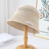 2025 Nuevo Verano Calado Tejido Transpirable Sombrero de Pescador Sombrero para el Sol Sombrero de Cubo para Protección Solar de Mujer Que Muestra la Cara Sombrero para el Sol Pequeño