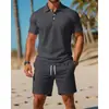 Nuevo conjunto de verano para hombre, casual, deportivo, versátil, corte slim, manga corta, moda, camiseta POLO y shorts, transfronterizo