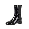 Botas de mujer de corte bajo elegantes y sencillas, estilo europeo y americano, con tacón cuadrado y tacón medio, tallas 32-46, botas de exportación de Amazon