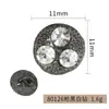 Botón redondo de metal vintage de tres diamantes cosido a mano, aleación de zinc tachonada con pedrería, botón decorativo pequeño estilo Chanel para ropa y equipaje