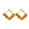 Pendientes Cuadrados de Hoja con Baño de Oro Real en Plata Aguja Pendientes Estilo Fresco Elegante Europeo y Americano Pendientes de Nicho de Gama Alta Venta al por Mayor