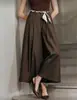 Calça casual americana retrô de luxo leve, modelagem solta que afina a silhueta, calça de moda de alta qualidade, cintura alta, corte A, perna larga para pessoas baixinhas