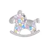 Nuevo Caballo de Madera Elegante Exquisita Broche de Piedras Preciosas de Color Microincrustadas Circonita Pin de Solapa para Traje Abrigo Versátil Venta al por Mayor