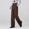 Calça de Terno Cinza de Lã Wide-Leg Calça Feminina Solta Outono 2025 Nova Calça de Plátano Cintura Alta Casual Reta Para o Trabalho