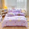 Conjunto de cuatro piezas de cachemira para planta, estilo nórdico, juego de tres piezas de sábana cepillada agradable al tacto, juego de ropa de cama, funda de edredón para dormitorio de estudiante