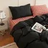 Juego de ropa de cama estilo Ins de cuatro piezas, funda de edredón de algodón lavado y algodón puro, sábana de cama 100% algodón, juego de tres piezas para dormitorio de estudiante