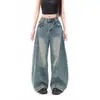 Jeans Retro Americanos con Hoz Agrietada para Mujer, Tendencia Otoño 2025 Nuevos Pantalones Anchos Rectos Holgados con Hoz