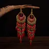 Pendientes de borla de cristal de estilo nacional Pendientes de temperamento bohemio Accesorios largos retro para bufanda Una generación de mujeres para el cabello