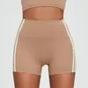Shorts de Yoga para Usar al Aire Libre, Cintura Alta Deportivos Levanta Glúteos Ajustados con Rayas de Contraste Transpirables para Correr Fitness