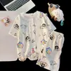 Pijama Nuevo de Verano 2026 para Niñas, Bonito de Manga Corta y Shorts, Pijama de Algodón Nube, Conjunto de Verano para Niños Mayores