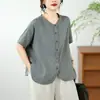 Ropa de Verano 2026 Estilo Japonés Estampado de Puntos Coloridos Cuello Alto Holgado Cárdigan para Mujer Camisa de Manga Corta