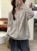 Otoño 2026 Nuevo Hilo de Algodón Vintage Corte Holgado Crochet Tridimensional Cuello Redondo Simple Versátil Suéter de Punto Casual