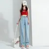 Jeans Rectos Negros y Grises para Mujer, Tendencia Otoño e Invierno Versátil Estilo Nuevo, Cuerpo en Forma de Pera, Cubre Cadera, Adelgazantes, Pantalones de Pierna Ancha con Forro Polar