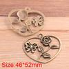 2 Colores 46 * 52mm DIY aleación de zinc accesorios de joyería retro amor rosa colgante mariposa charm
