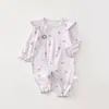 Macacão de primavera e outono para bebê, macacão de escalada, casaco de bebê, acolchoado inclinado de algodão, etiqueta A, sem ossos, manga longa, camiseta base, roupas para recém-nascido