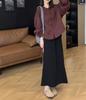 24795 Belleza Grande Yiyuan 2024 Otoño Nueva Moda Camisa Holgada Reductora de Edad Falda Negra Estilo Occidental Mujer