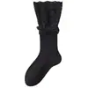 Meias estilo ballet com renda feminina de cano médio outono e inverno Lolita jk meias largas para panturrilha para combinar com botas longas