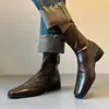 ¡Se ven increíbles! Botines de moda, Botas de cuero de punta cuadrada con tacón grueso estilo francés, Botas de corte ajustado estilo británico, Botas a la moda