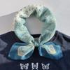 Diseño mitad nuez de la India mitad punto de onda viento bufanda cuadrada pequeña femenina 58x 58 algodón y lino nicho bufanda turbante transpirable