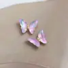 Borboleta Colorida Nail Art Strass Strass de Vidro Aurora Iridescente 3D Metal Adesivos de Unha Decoração