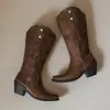 Botas de Fácil Poner para Mujer 34-46 Otoño-Invierno Transfronterizas Botas de Cuero de Caña Alta Punta Fina Botas Vaqueras de Tacón Alto Botas para Mujer Tallas Grandes Europeas y Americanas
