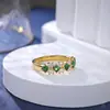 Anillo de Fila de Esmeraldas Vintage de Plata 925 para Mujer 2024 Nuevo Llegada Estilo Coreano Moda Versátil Estilo Ins Sentido del Diseño Anillo de Diamante Joyería